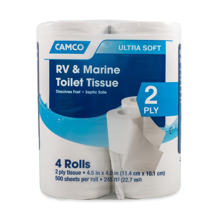 Camco 40278 2-lagiges Wohnmobil- und Marine-Toilettenpapier, 4 Rollen –