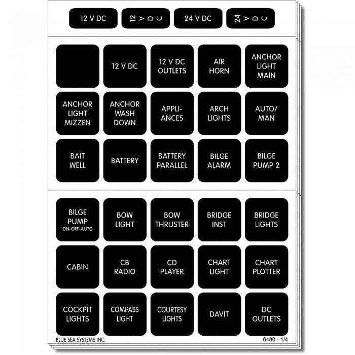 Blue Sea 120 Black Dc Labels 4217