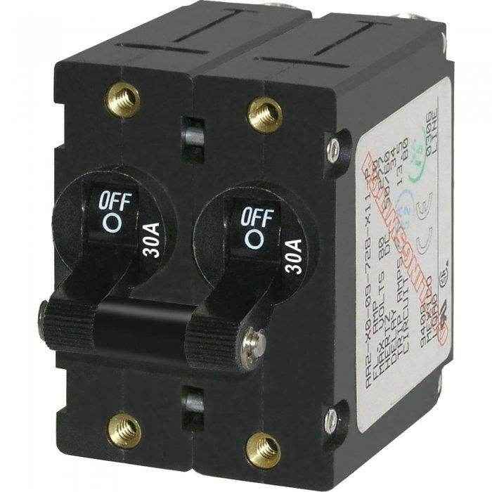 Blue Sea 30 Amp Black A-Series Toggle Circuit Breaker 7237