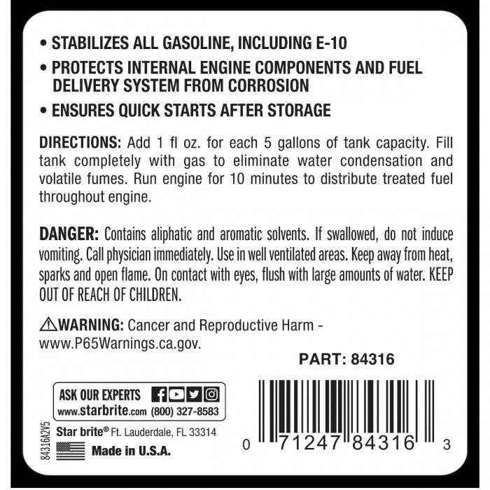 EZ to Store / EZ to Start Gasoline Stabilizer - 16 oz. | Star Brite 084316