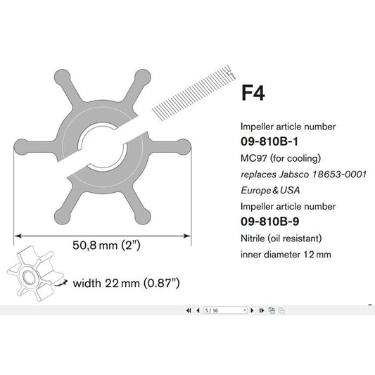 F4 Impeller 12 Mm I.D. (Neoprene) | Johnson Pump 09-810B-1