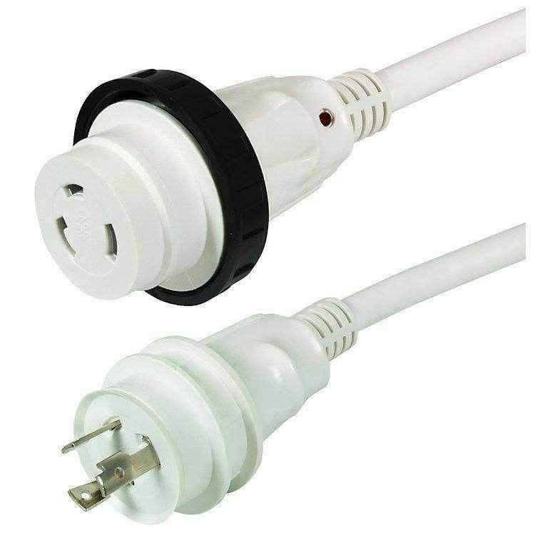 Marinco Cordset 30A 125V Led Erog Grip 25Ft Whit 25Sppw