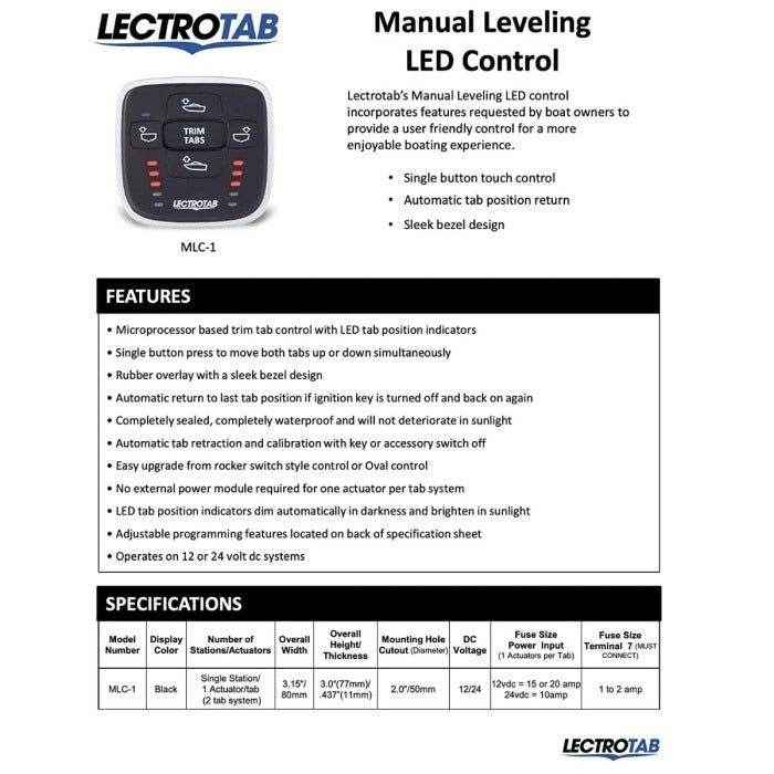 Trim Tab Control Manual Leveling with LED Tab Positioning Indicator | LECTROTAB MLC-1