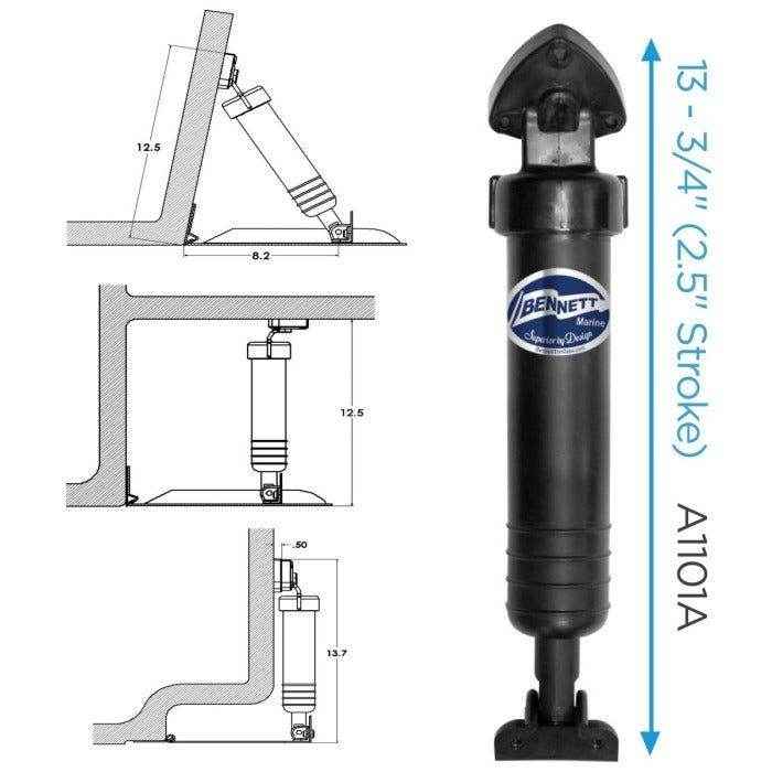 Hydraulic Trim Tab Actuator Assembly | Bennett A1101A - MacombMarineParts.com