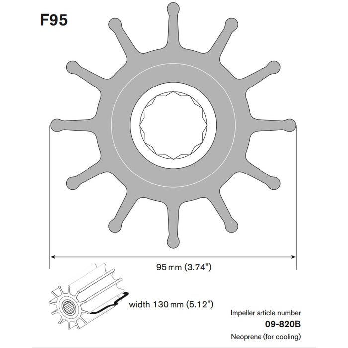 12 Blade Neoprene Impeller | Johnson Pump 09-820B
