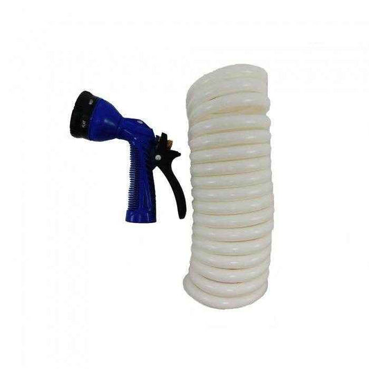 15 ft. White Coiled Hose & Spray Nozzle | Whitecap P-0440 - MacombMarineParts.com