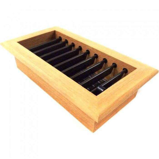 8 Inch x 4 Inch Teak 2 - Way Supply Grille With Damper | MSI VMLT8X4 - MacombMarineParts.com