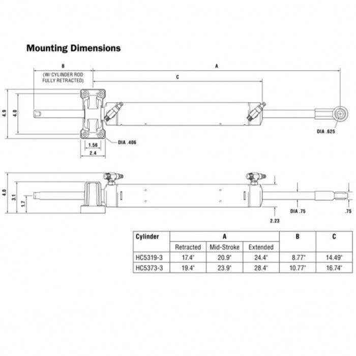 BA 175-7TM Inboard Hydraulic Cylinder | SeaStar HC5319-3