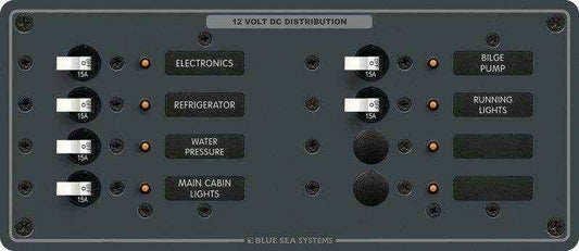 Blue Sea 100 Amp 8 Pos. DC Toggle Circuit Breaker Panel 8385