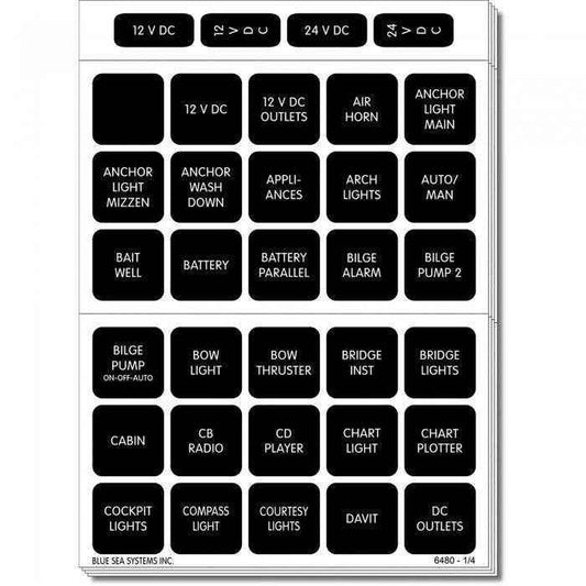 Blue Sea 120 Black Dc Labels 4217