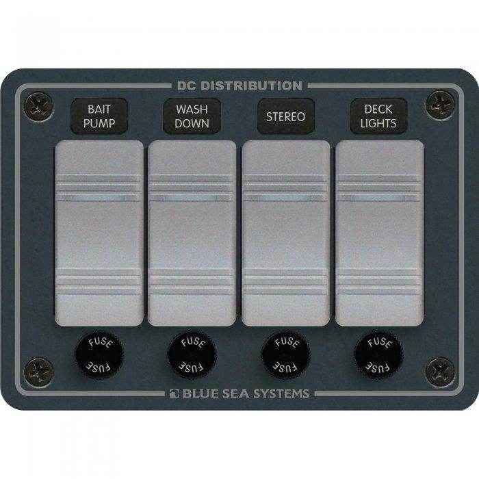 Blue Sea 4 Pos. Water Resistant Fuse Panel (Horizontal) 8262