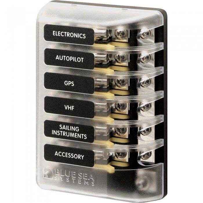 Blue Sea 6 Circuit 3Ag Glass Fuse Block 5015