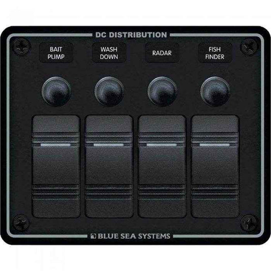 Blue Sea 4 Position Water Resistant Breaker Panel 8372 - MacombMarineParts.com