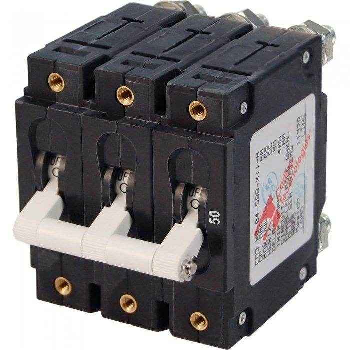 Circuit Breaker C-Series Toggle Triple Pole 50A | Blue Sea 7287