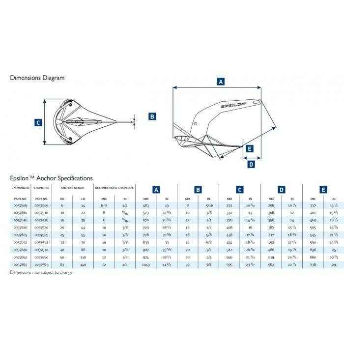 Epsilon Anchor Stainless Steel 6Kg/14Lbs | LEWMAR-0057506