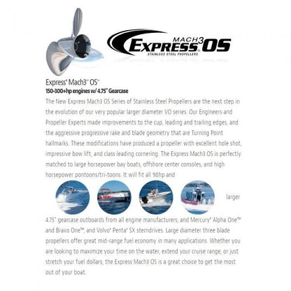 Express OS 3 Blade Propeller - 15.6" x 27P RH | Turning Point 31512710