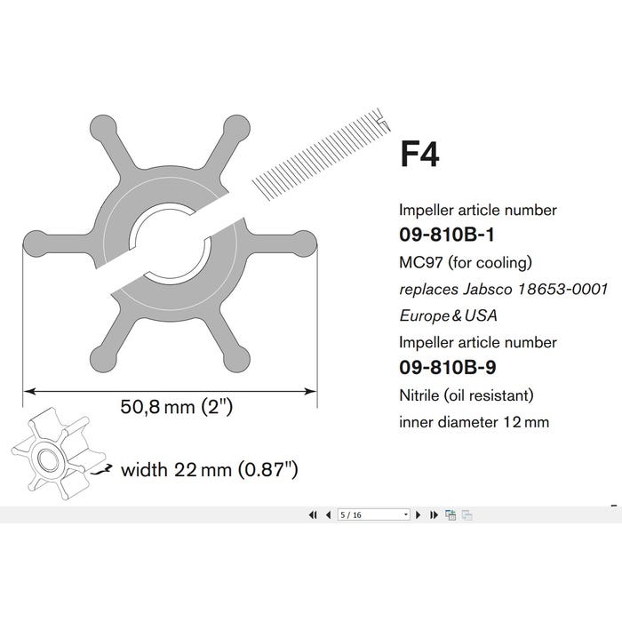 F4 Impeller 12 Mm I.D. (Neoprene) | Johnson Pump 09-810B-1