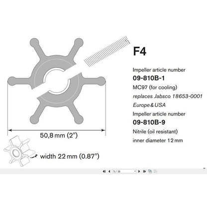 F4 Impeller 12 Mm I.D. (Neoprene) | Johnson Pump 09-810B-1