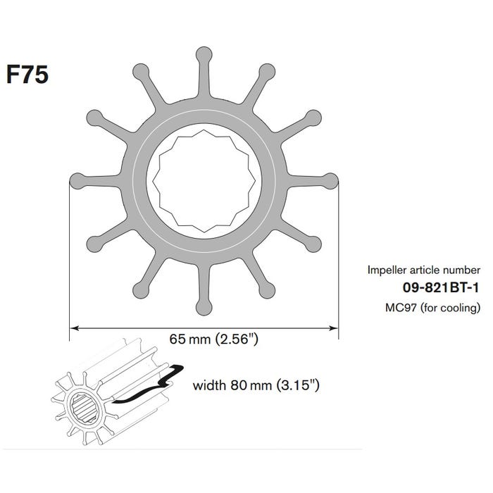 F75 Impeller Kit | Johnson Pump 09-821BT-1