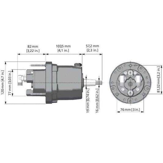 Front Mount Hydraulic Steering Helm - 1.2 Cubic in. | Uflex USA UP20FM