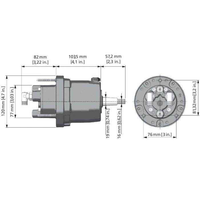 Front Mount Hydraulic Steering Helm - 1.2 Cubic in. | Uflex USA UP20FM