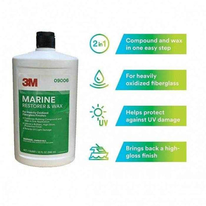 Marine Fiberglass Restorer and Wax - 1 qt. | 3M 09006