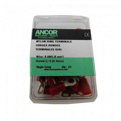 Ring Terminal #1/4Marine Grade #8 Wire 25 Pack | Ancor 210234