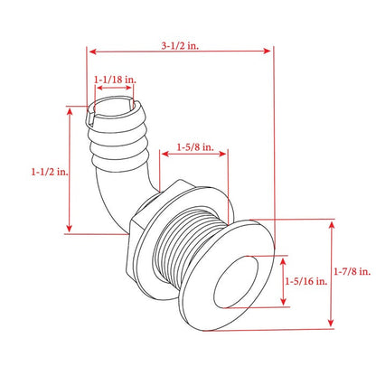Stainless Steel/Nylon Thru Hull with Barb | Whitecap S-3810