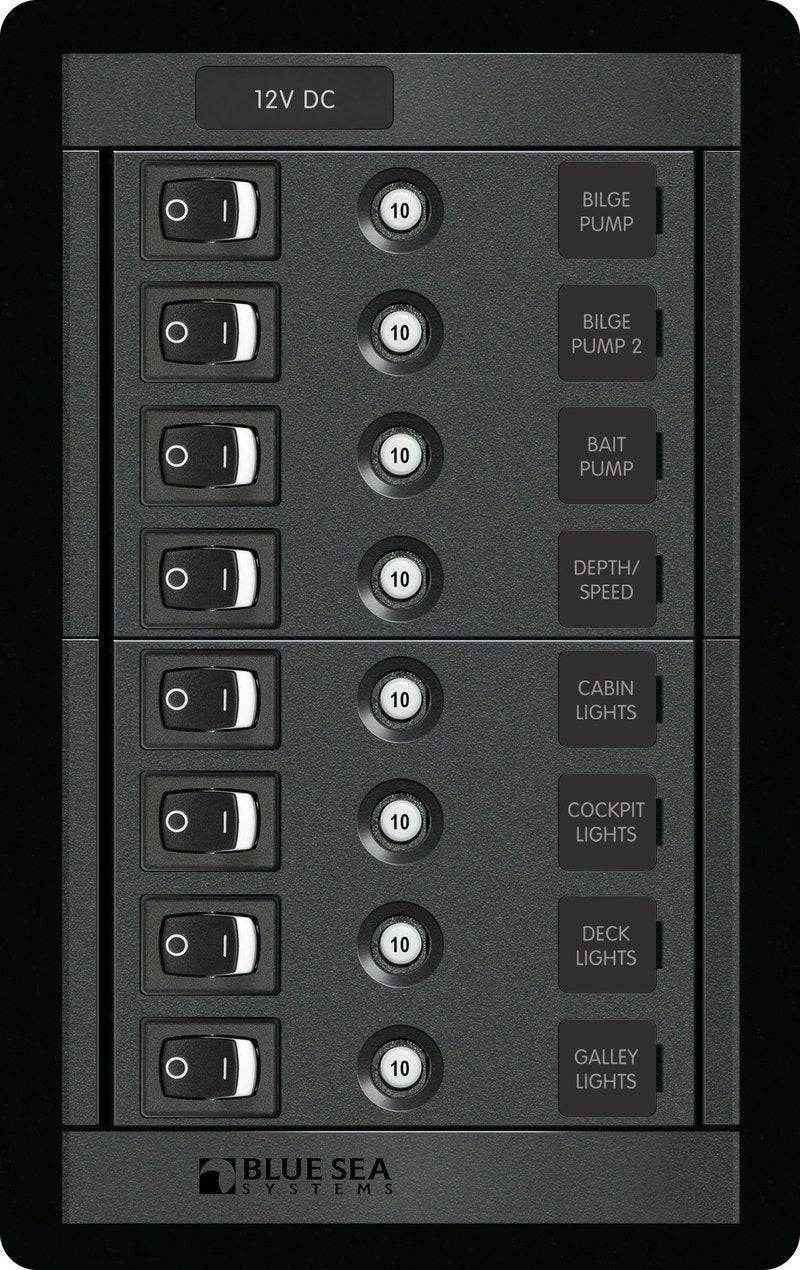 Vertical Rocker Switch Panel 8 Position | Blue Sea 1457
