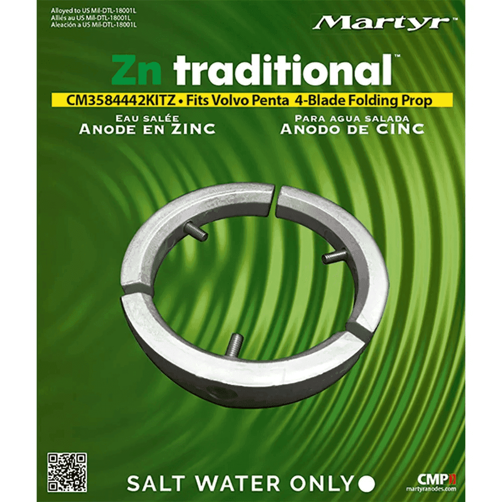 Volvo 4-Blade Folding Prop Anode Kit Zinc | Martyr CM3584442KITZ