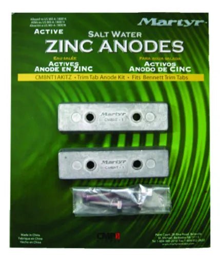 Anode Kit Bennett Trim Tab Magnesium | Martyr CMBNT1AKITM - MacombMarineParts.com
