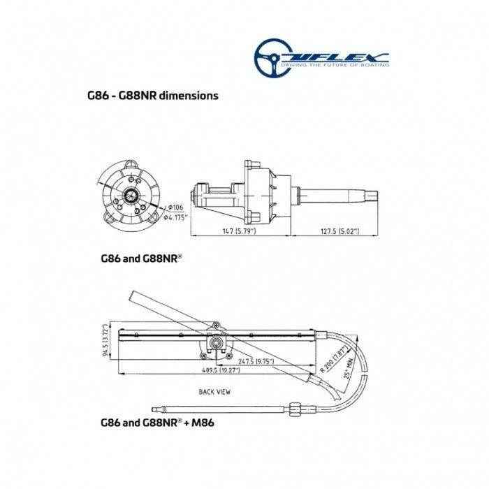 Back Mount Zero Torque Single Cable Rack Boat Steering Cable Helm | Uflex USA G88NR - MacombMarineParts.com
