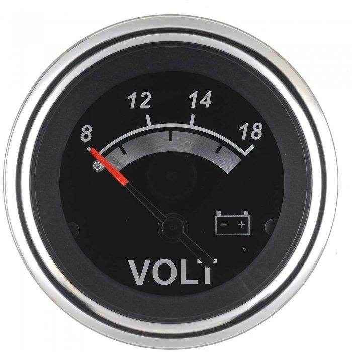 Black Sterling Series Voltmeter Gauge - 8-18 VDC | Sierra 67019P - MacombMarineParts.com