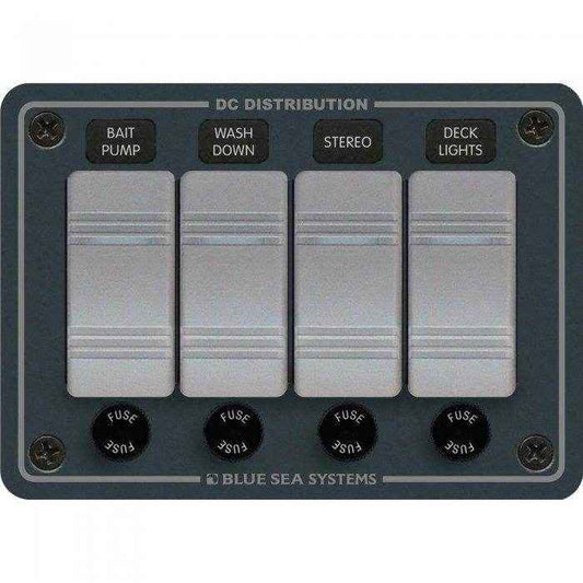 Blue Sea 4 Pos. Water Resistant Fuse Panel (Horizontal) 8262 - MacombMarineParts.com