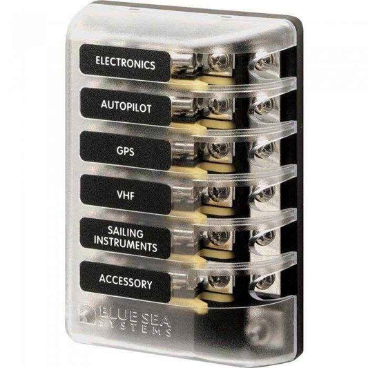 Blue Sea 6 Circuit 3Ag Glass Fuse Block 5015 - MacombMarineParts.com