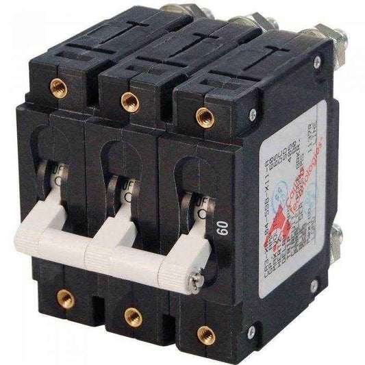 Blue Sea 60A C-Series Toggle Triple Pole Circuit Breaker 7288 - MacombMarineParts.com