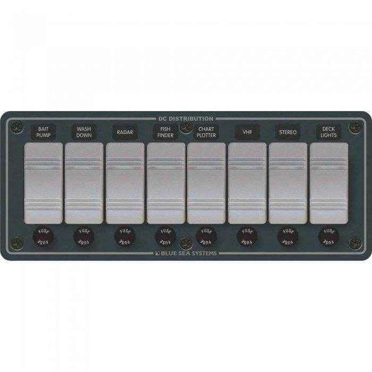 Blue Sea 8 Pos. Water Resistant Fuse Panel (Horizontal) 8261 - MacombMarineParts.com