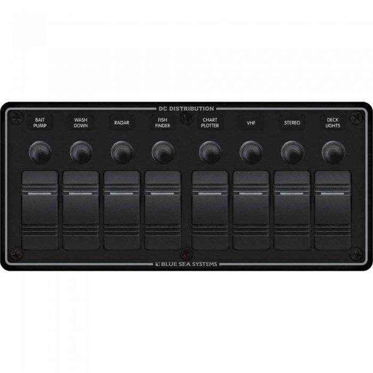 Blue Sea 8 Position Water Resistant Breaker Panel 8371 - MacombMarineParts.com