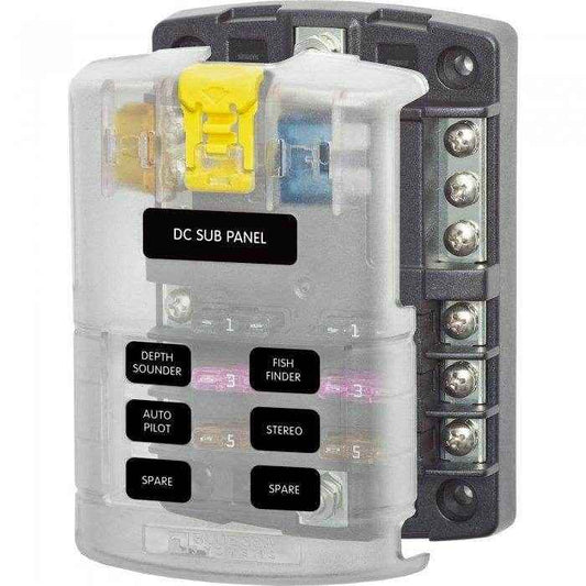 Blue Sea Ato/Atc 6 Circuit Fuse Block With Cover 5025 - MacombMarineParts.com