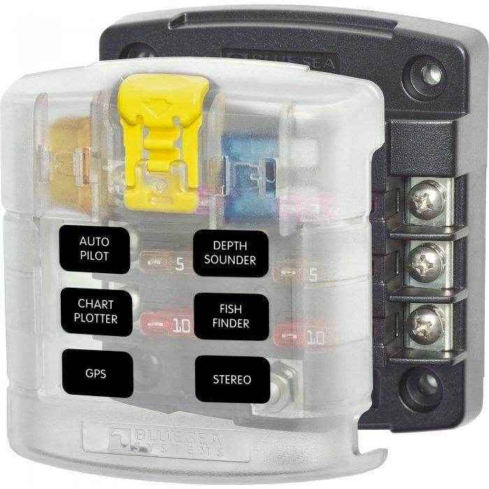 Blue Sea Ato/Atc 6 Circuit Fuse Block With Cover 5028 - MacombMarineParts.com