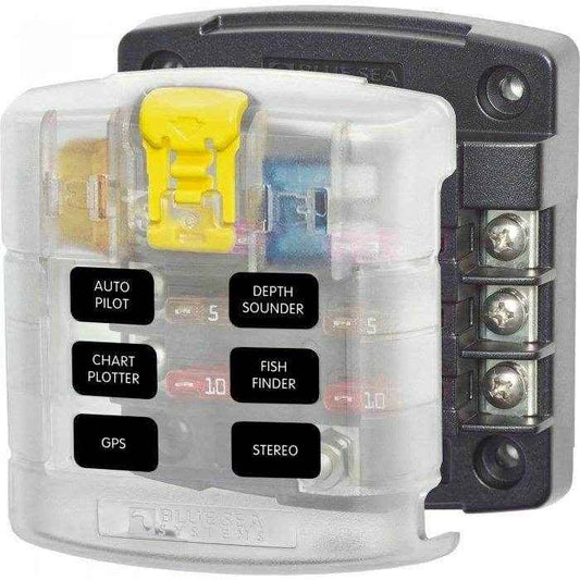 Blue Sea Ato/Atc 6 Circuit Fuse Block With Cover 5028 - MacombMarineParts.com