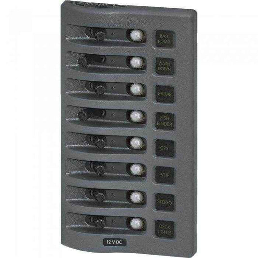 Blue Sea Gray Circuit Breaker Panel 8 Position 4378 - MacombMarineParts.com