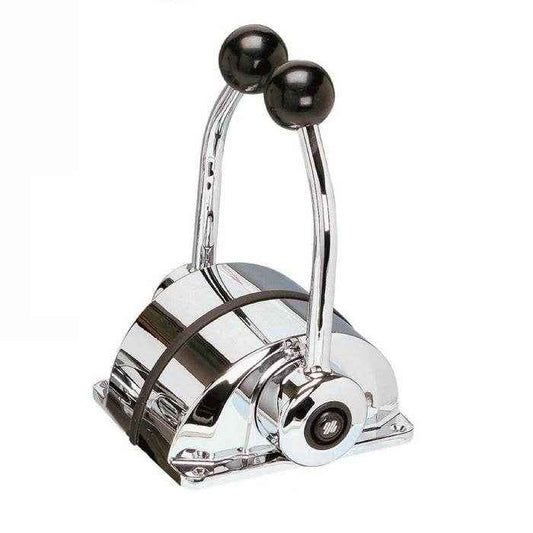 Chrome Low Profile Twin Lever Top Mount Control | UFLEX B302CR - MacombMarineParts.com