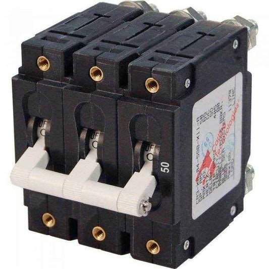 Circuit Breaker C - Series Toggle Triple Pole 50A | Blue Sea 7287 - MacombMarineParts.com