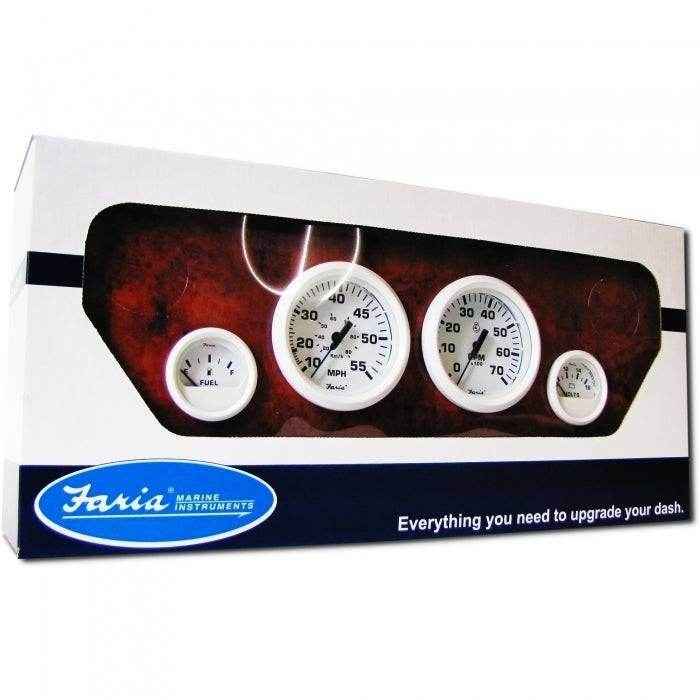 Dress White Outboard 4 Gauge Set | Faria Beede Instruments KT9794 - MacombMarineParts.com