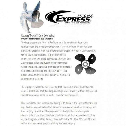Express 4 Blade Propeller - 14 in. x 23P LH | Turning Point 31502341 - MacombMarineParts.com