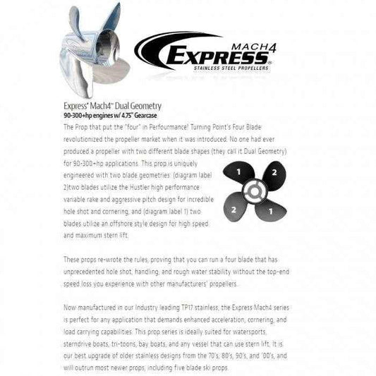 Express 4 Blade Propeller - 14.5 x 15P LH | Turning Point 31501522 - MacombMarineParts.com