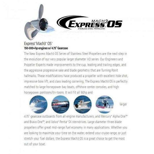Express OS 3 Blade Propeller - 15.6 x 23P LH | Turning Point 31512320 - MacombMarineParts.com