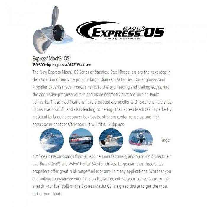 Express OS 3 Blade Propeller 15.6x17P RH | Turning Point 31511710 - MacombMarineParts.com