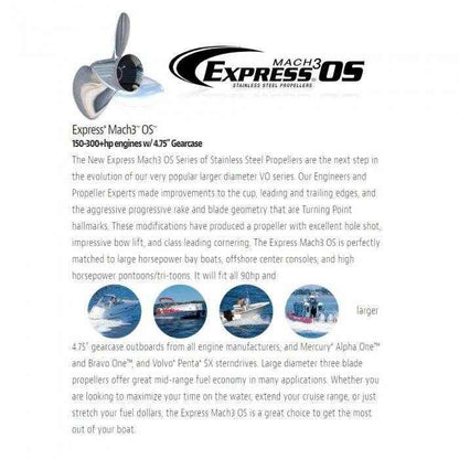 Express OS 3 Blade Propeller 15.6x17P RH | Turning Point 31511710 - MacombMarineParts.com